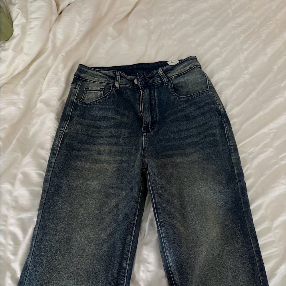 Dark Wash Distressed Denim Jeans